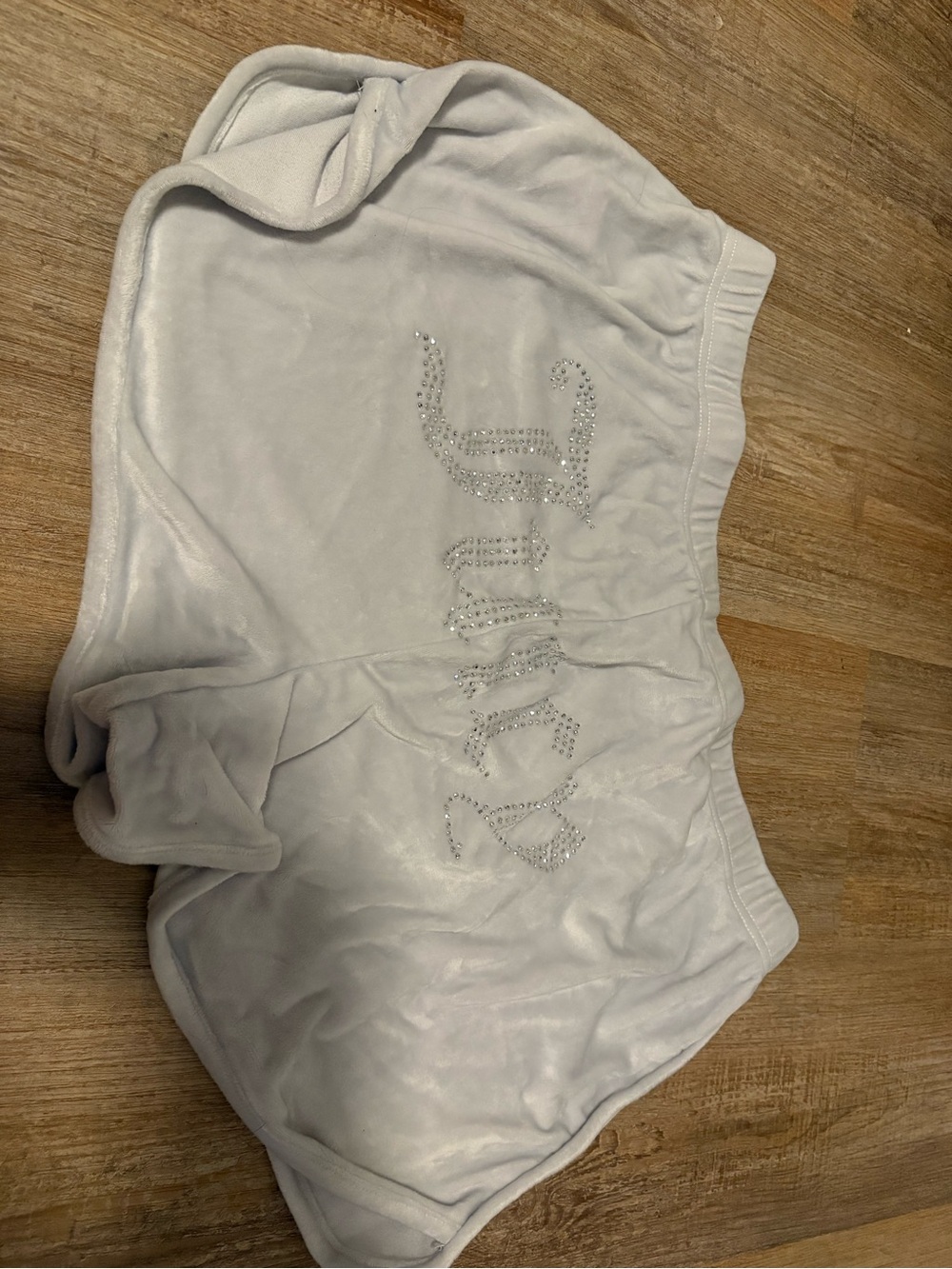 Juicy Couture Crystal Logo White/ light grey Velour Shorts